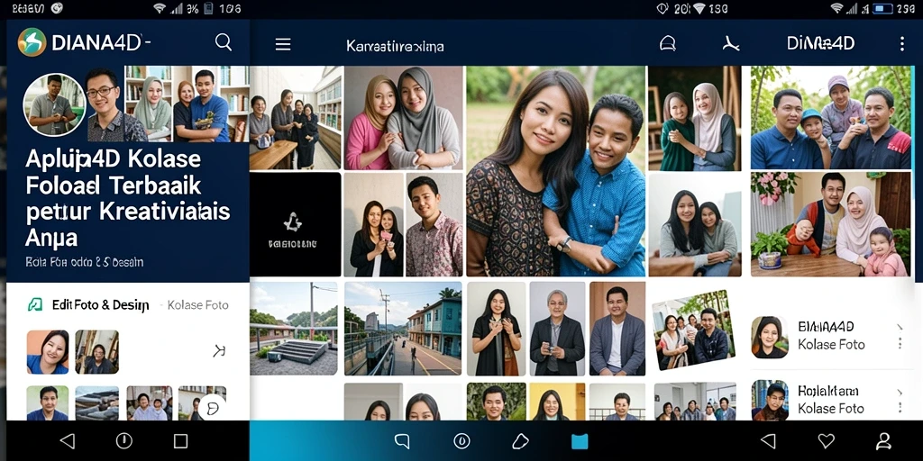 Screenshot utama DIANA4D menampilkan antarmuka Kolase Foto yang menarik.