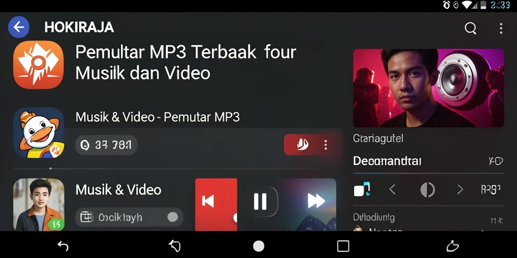 Tampilan antarmuka HOKIRAJA saat memutar lagu.