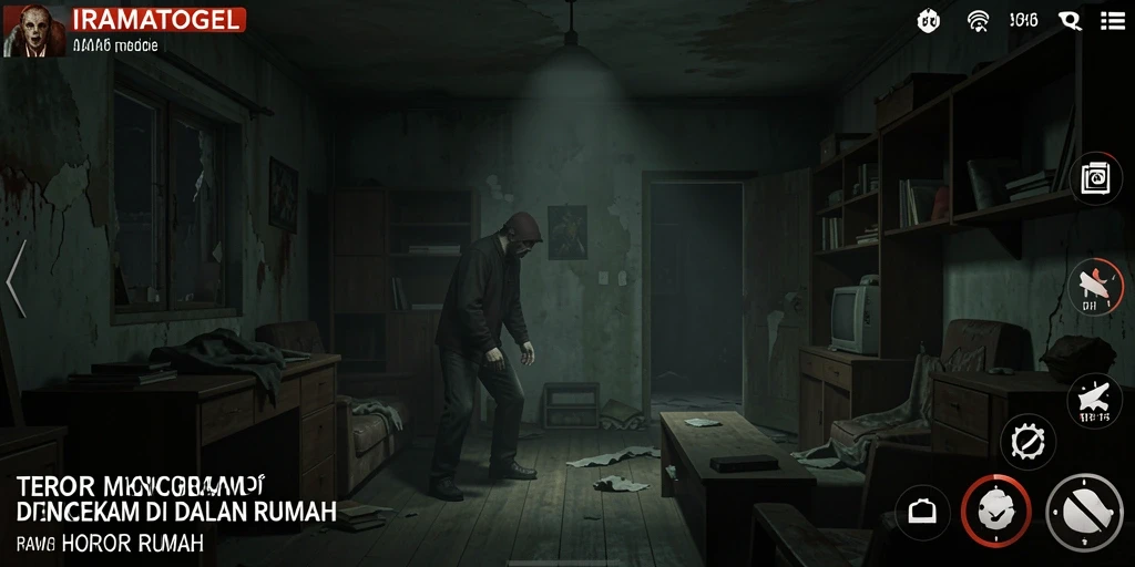 Tampilan antarmuka menyeramkan dari game IRAMATOGEL yang menegangkan.