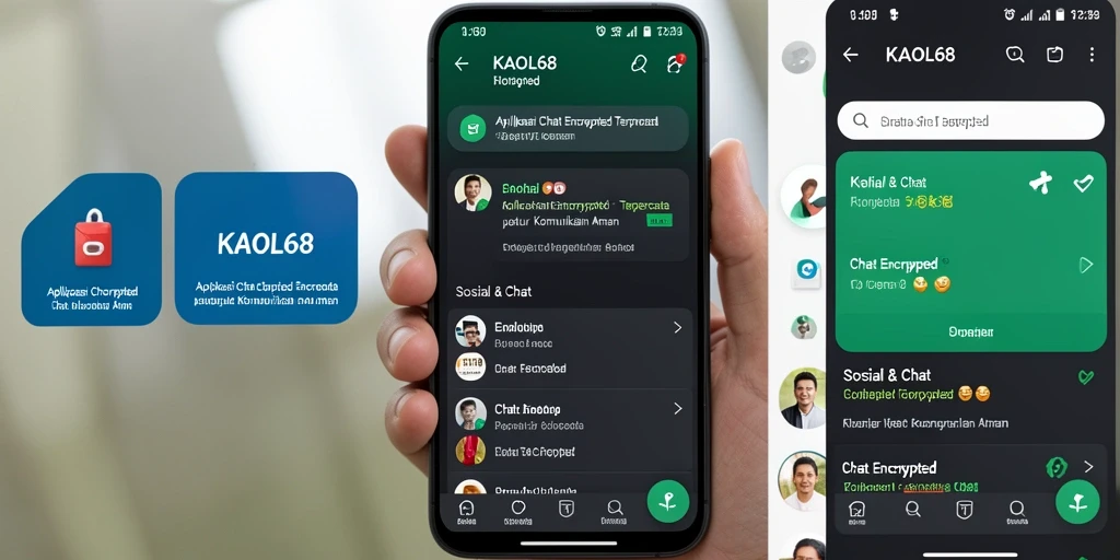 Tampilan antarmuka KAOL68 yang mudah digunakan untuk komunikasi aman.