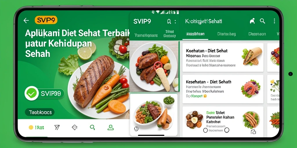 Antarmuka aplikasi SVIP9 yang menarik dan fungsional untuk diet sehat.